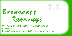 bernadett kaprinyi business card